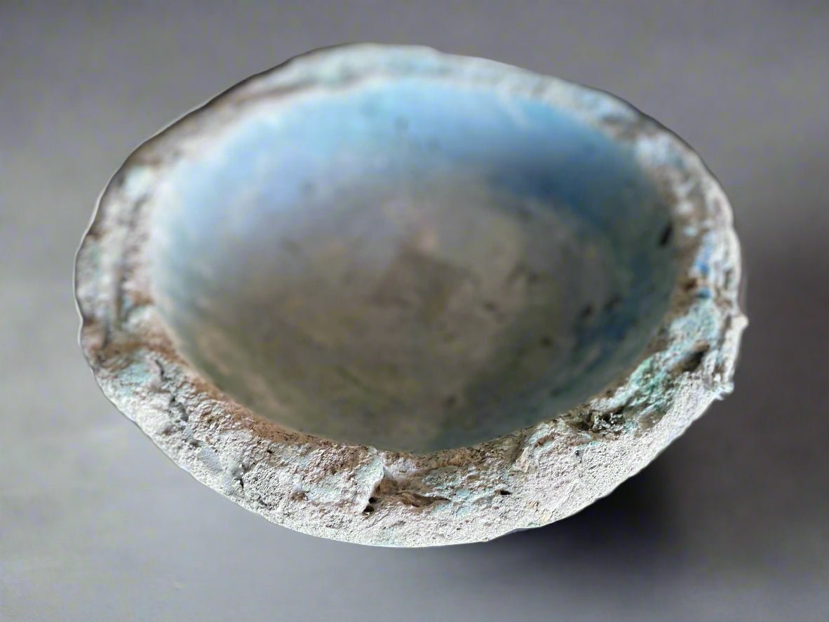 Cobalt Aquamarine Concrete Bowl Planter - PLANT THIS