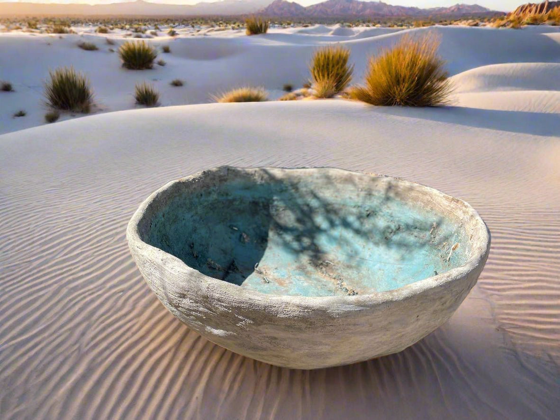 Wide Statement Bowl Planter - Cobalt Aquamarine Bird&