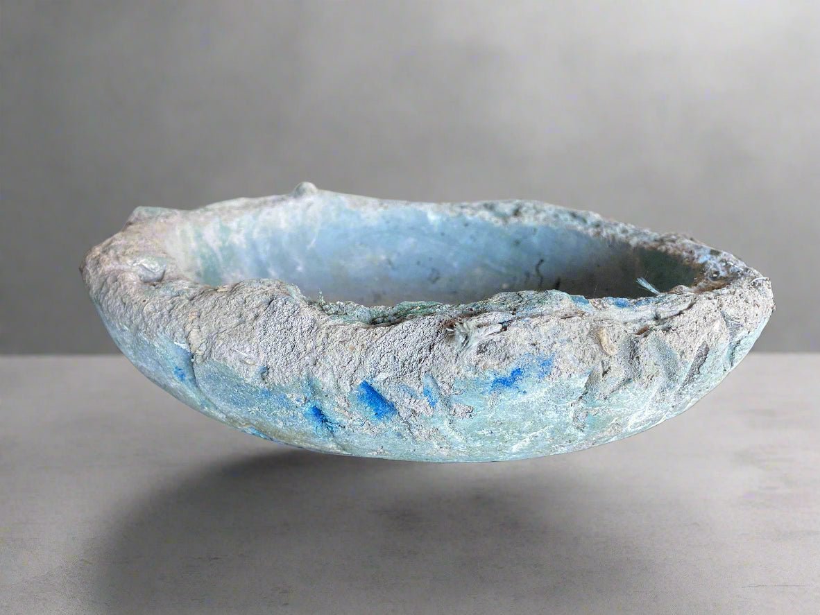 Cobalt Aquamarine Concrete Bowl Planter - PLANT THIS